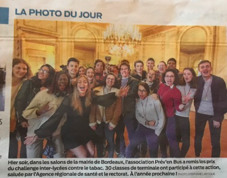 Remise des prix "Challenge interLycée" contre le tabac